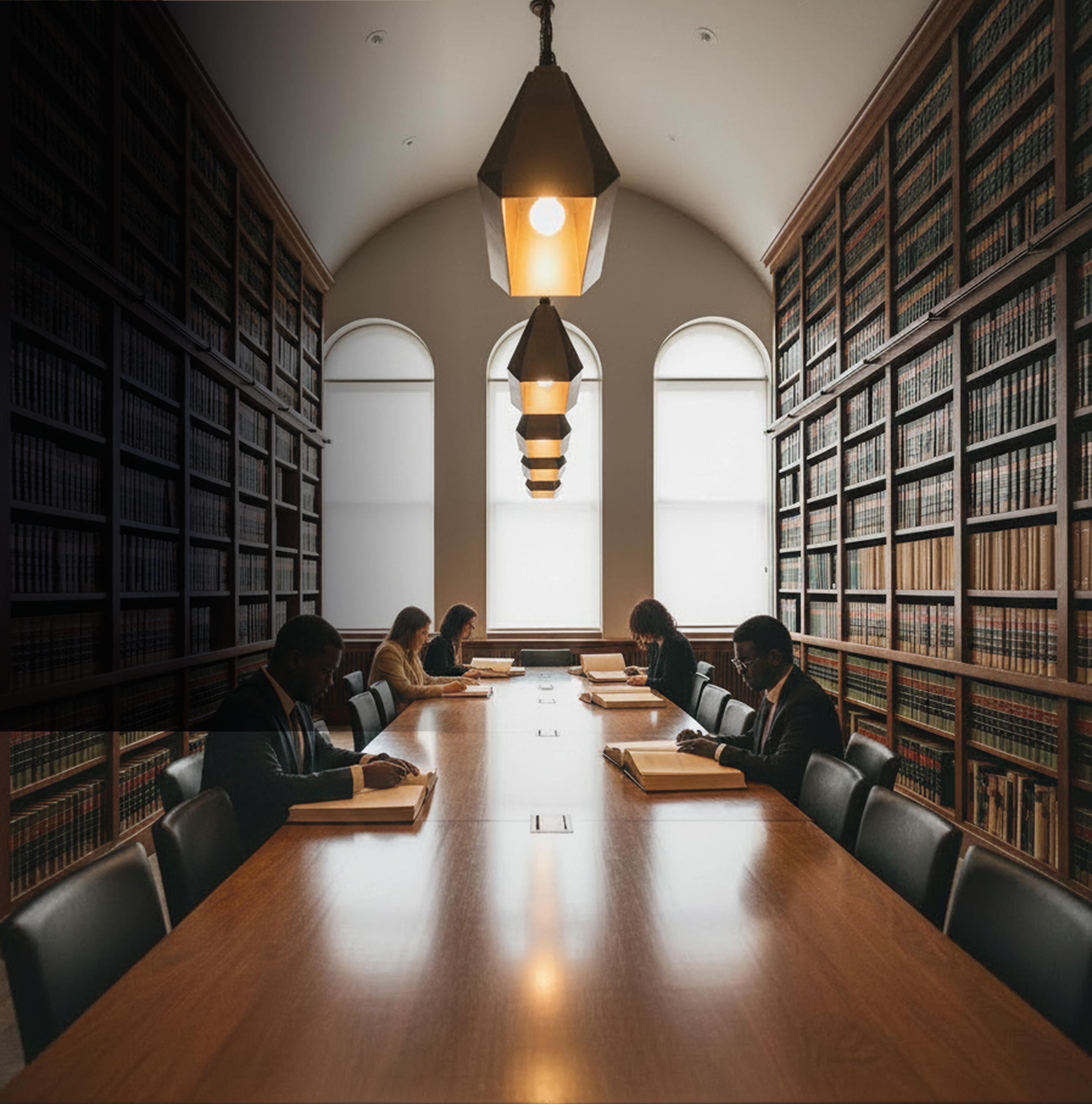 Classical library study room with dynamic lighting